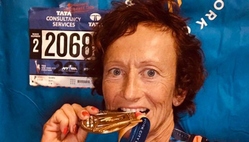 Sandra Ferraro al termine della NYC Marathon