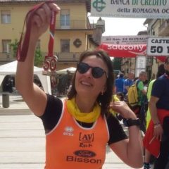 Rodica felice al termine della 50 km. di Romagna