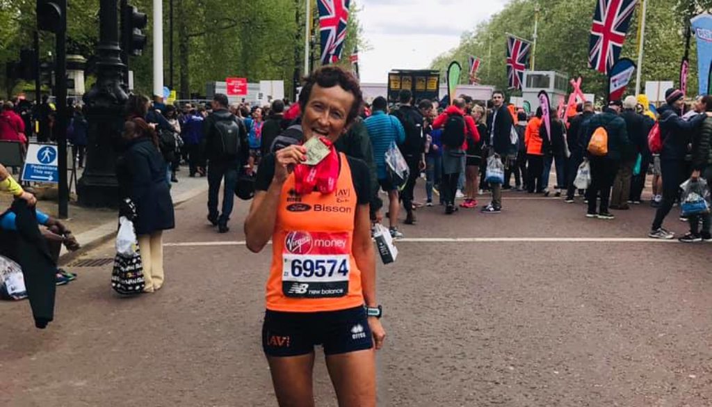 Sandra Ferraro al termine della Maratona di Londra