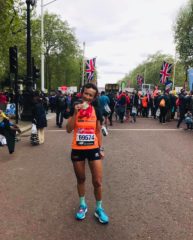 Sandra Ferraro al termine della Maratona di Londra Sandra Ferraro al termine della Maratona di Londra