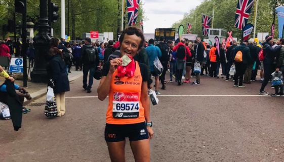 Sandra Ferraro al termine della Maratona di Londra Sandra Ferraro al termine della Maratona di Londra