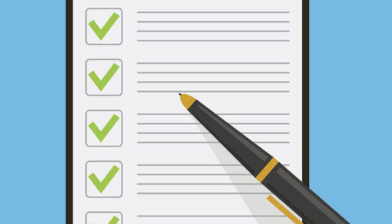Clipboard check list marks with pen